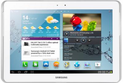 Планшет Samsung Galaxy Tab 2 10.1 16GB 3G Pure White (GT-P5100ZWASER) - фронтальный вид