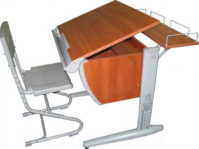 Парта+стул Дэми СУТ 14-01 (серый, яблоня) - общий вид