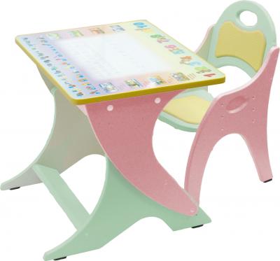 Комплект мебели с детским столом Tech Kids Буквы-цифры 14-331 (фисташковый и розовый) - общий вид