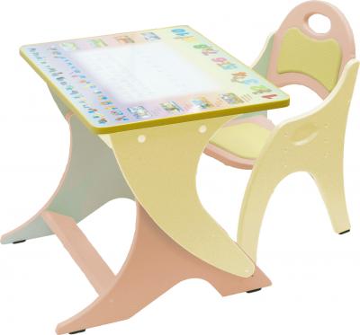Комплект мебели с детским столом Tech Kids Буквы-цифры 14-333 (персиковый и желтый) - общий вид