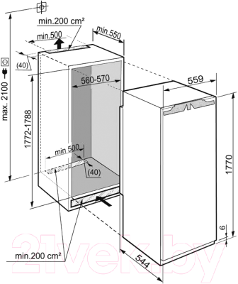 Встраиваемый холодильник Liebherr IK 3514 Comfort - схема встраивания