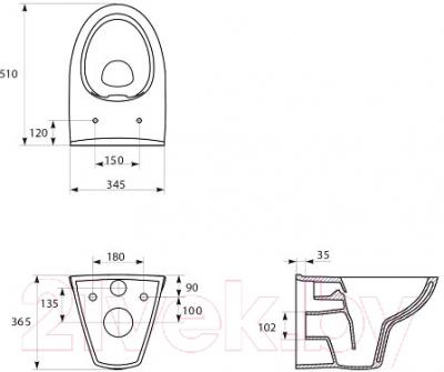 Унитаз подвесной Cersanit Parva Clean (K27-041) - схема