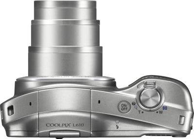 Компактный фотоаппарат Nikon COOLPIX L610 Silver - вид сверху