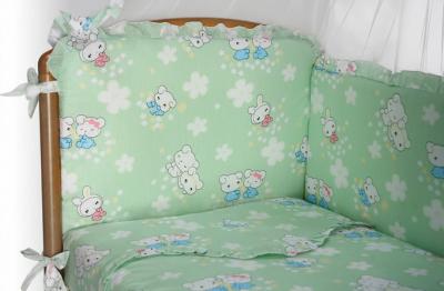 Комплект постельный для малышей Perina Роза Р6-01.1 (Зайки салатовый) - общий вид