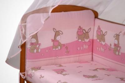 Комплект постельный для малышей Perina Ева Е7-02.3 (Ослики розовый) - общий вид