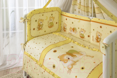 Бортик в кроватку Perina Ника Н7-01.2 (Мишка на подушке желтый)