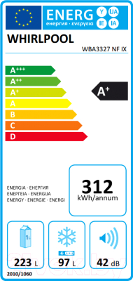 Холодильник с морозильником Whirlpool WBA 3327 NF IX