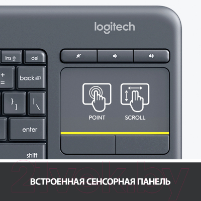 Клавиатура Logitech Wireless Touch Keyboard K400 Plus Black / 920-007147