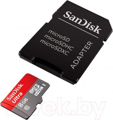 Карта памяти SanDisk Ultra microSDHC UHS-I U1 Class 10 8GB (SDSDQUAN-008G-G4A)