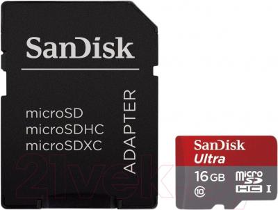Карта памяти SanDisk Ultra microSDHC UHS-I U1 Class 10 16GB (SDSDQUIN-016G-G4)