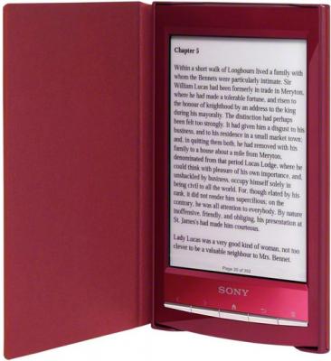 Обложка с подсветкой для электронной книги Sony PRSA-CL10 Red (PRSACL10R) - общий вид (с книгой)