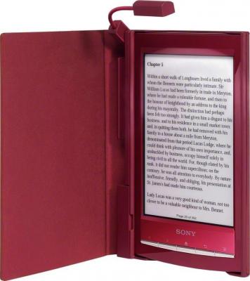 Обложка с подсветкой для электронной книги Sony PRSA-CL10 Red (PRSACL10R) - общий вид (с книгой и подсветкой)