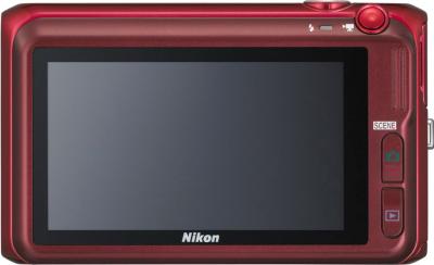 Компактный фотоаппарат Nikon Coolpix S6400 Red - вид сзади