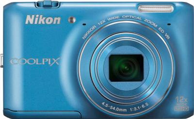 Компактный фотоаппарат Nikon Coolpix S6400 Blue - вид спереди