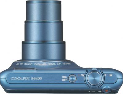 Компактный фотоаппарат Nikon Coolpix S6400 Blue - вид сверху