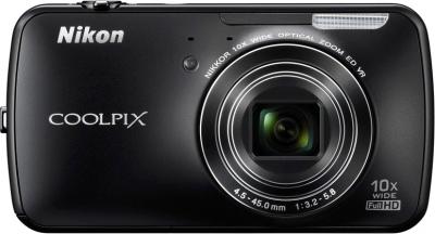 Компактный фотоаппарат Nikon Coolpix S800c Black - вид спереди