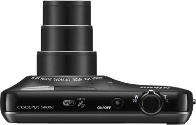 Компактный фотоаппарат Nikon Coolpix S800c Black - вид сверху