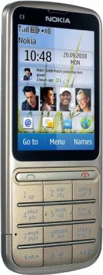 Мобильный телефон Nokia C3-01.5 Khaki Gold - полубоком