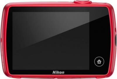 Компактный фотоаппарат Nikon Coolpix S01 Red - вид сзади