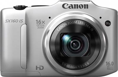 Компактный фотоаппарат Canon PowerShot SX160 IS Silver - вид спереди