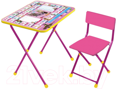 Комплект мебели с детским столом Ника КП2/3 Маша и Медведь. Азбука 3 (розовый)