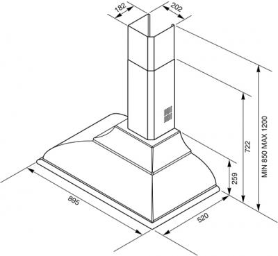 Вытяжка купольная Smeg KC19A - схематическое изображение