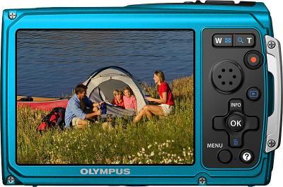 Компактный фотоаппарат Olympus TG-320 Blue - вид сзади