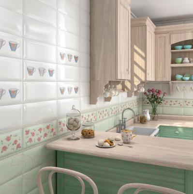 Декоративная плитка Kerama Marazzi Веджвуд Цветы Грань 15032N (400x150, розовый)