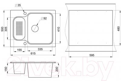 Мойка кухонная GRANULA GR-6151 (базальт)