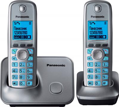 Беспроводной телефон Panasonic KX-TG6612 (Metallic Gray, KX-TG6612RUM) - вид спереди