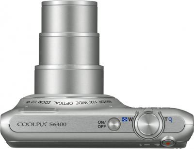 Компактный фотоаппарат Nikon Coolpix S6400 Silver - вид сверху