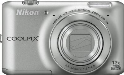 Компактный фотоаппарат Nikon Coolpix S6400 Silver - вид спереди