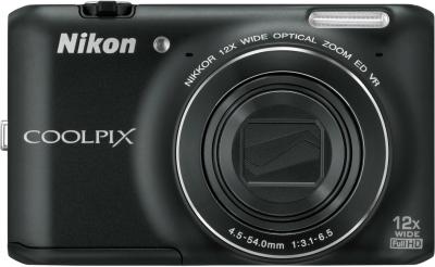 Компактный фотоаппарат Nikon Coolpix S6400 Black - вид спереди