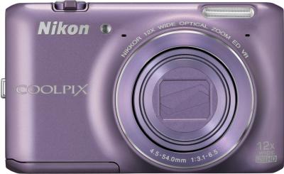 Компактный фотоаппарат Nikon Coolpix S6400 (Purple) - вид спереди с закрытым объективом