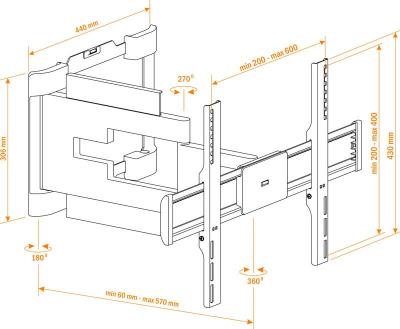 Кронштейн для телевизора Holder LEDS-7027 Black - схематическое изображение