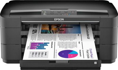 Принтер Epson WorkForce WF-7015 - фронтальный вид (открытый лоток)