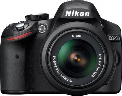 Зеркальный фотоаппарат Nikon D3200 Double Kit 18-55mm VR + 55-200mm VR - вид спереди