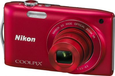 Компактный фотоаппарат Nikon Coolpix S3300 Kit (Red) - общий вид