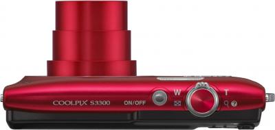 Компактный фотоаппарат Nikon Coolpix S3300 Kit (Red) - вид сверху