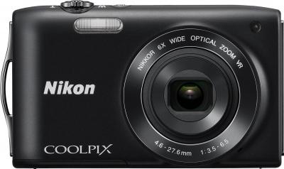 Компактный фотоаппарат Nikon Coolpix S3300 Kit (Black) - вид спереди
