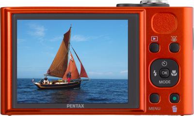 Компактный фотоаппарат Pentax Optio RZ18 (Orange Metallic) - вид сзади