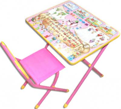 Комплект мебели с детским столом Дэми №2 Веселые гномы (розовый) - общий вид