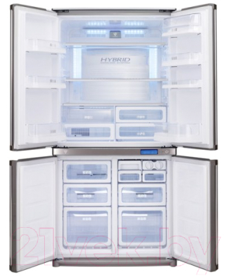 Холодильник с морозильником Sharp SJ-F96SPBK