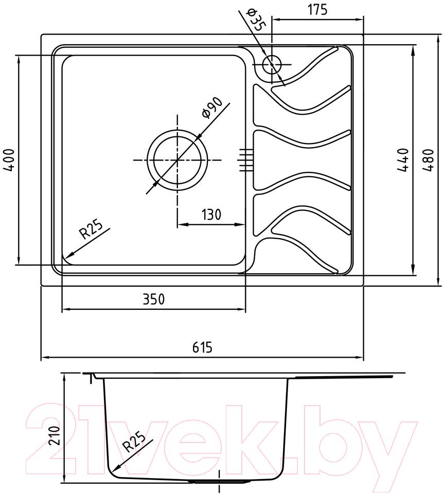 Мойка кухонная IDDIS Reeva REE61SLi77