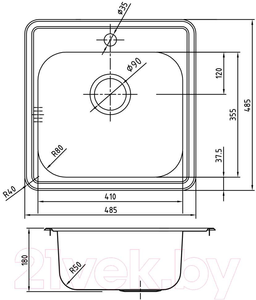 Мойка кухонная IDDIS Strit STR48P0i77