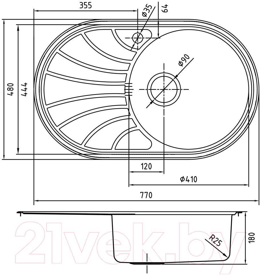 Мойка кухонная IDDIS Suno SUN77SRi77