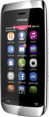 Смартфон Nokia Asha 309 White Charme - вид полубоком