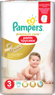 Подгузники-трусики детские Pampers Premium Care Pants 3 Midi (56шт)