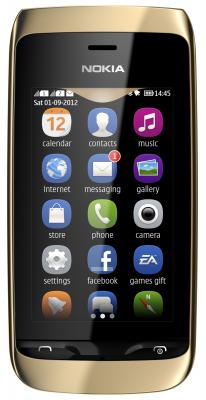 Мобильный телефон Nokia Asha 308 Golden Light - общий вид