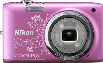Компактный фотоаппарат Nikon Coolpix S2700 Pink Patterned - вид спереди